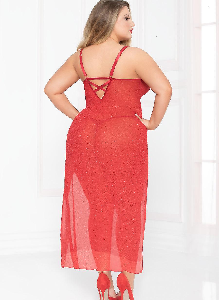 All that Glitters Red Gown Plus - panties.com