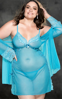 Turquoise Temptations Peignoir Queen