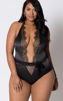 Gold Foil Lace Teddy Queen Size - panties.com