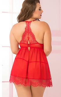 Roses Babydoll & Panty Set - Queen - panties.com