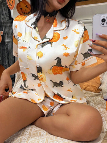 Velvet Pumpkin Spell Pajama Set 🎃✨
