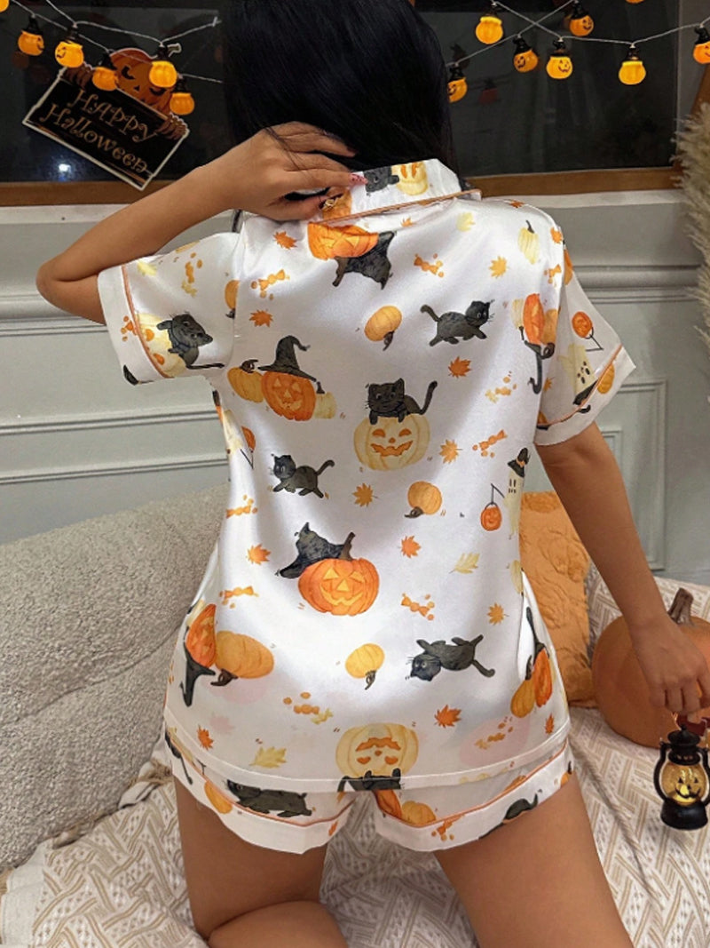 Velvet Pumpkin Spell Pajama Set 🎃✨