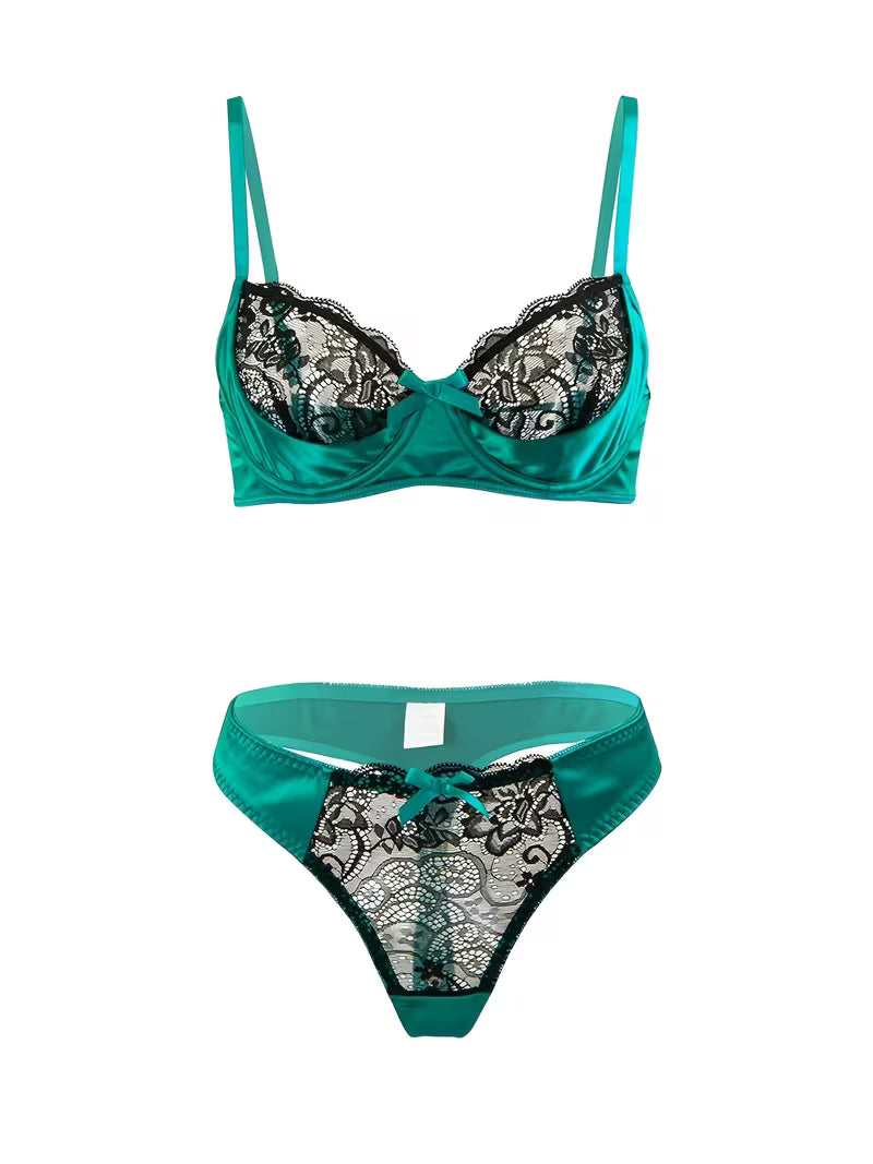 💚 TM™ Luxury Lace Bra & Panty Set – Elegant Soft Women’s Lingerie