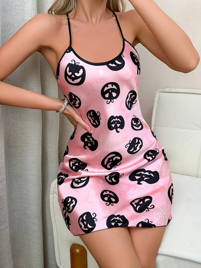 Pumpkin Kisses Satin Chemise Nightie 🎃🎀
