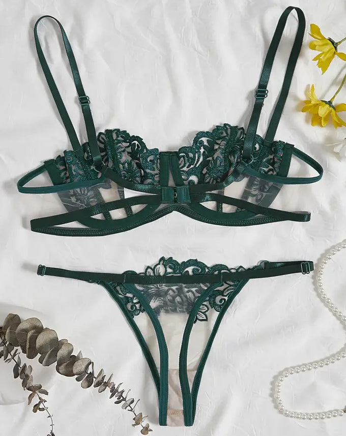 Whispering Pines Thong and Bra Set