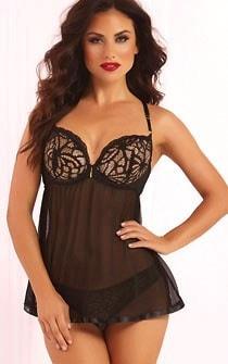 Sheer Open Back Babydoll Nightie - panties.com