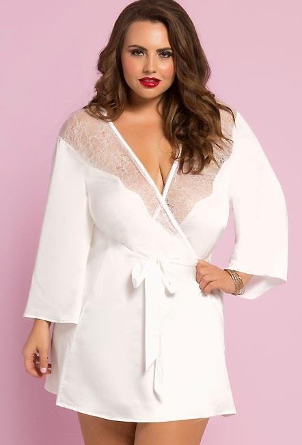 Dreaming Of You Lace & Satin Robe Plus Size - panties.com