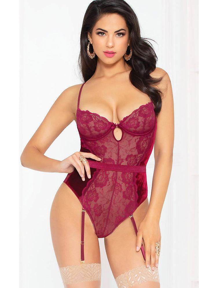 Pinot Noir Velvet Teddy - panties.com