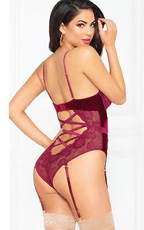 Pinot Noir Velvet Teddy - panties.com
