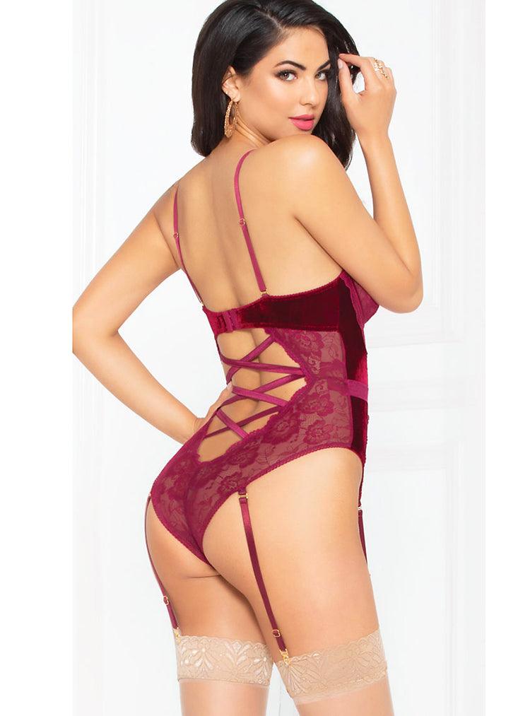 Pinot Noir Velvet Teddy - panties.com
