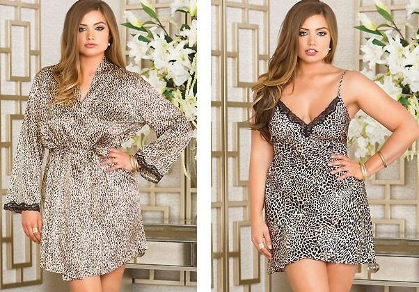 Leopard Penoir 2pc Set Plus Size - panties.com