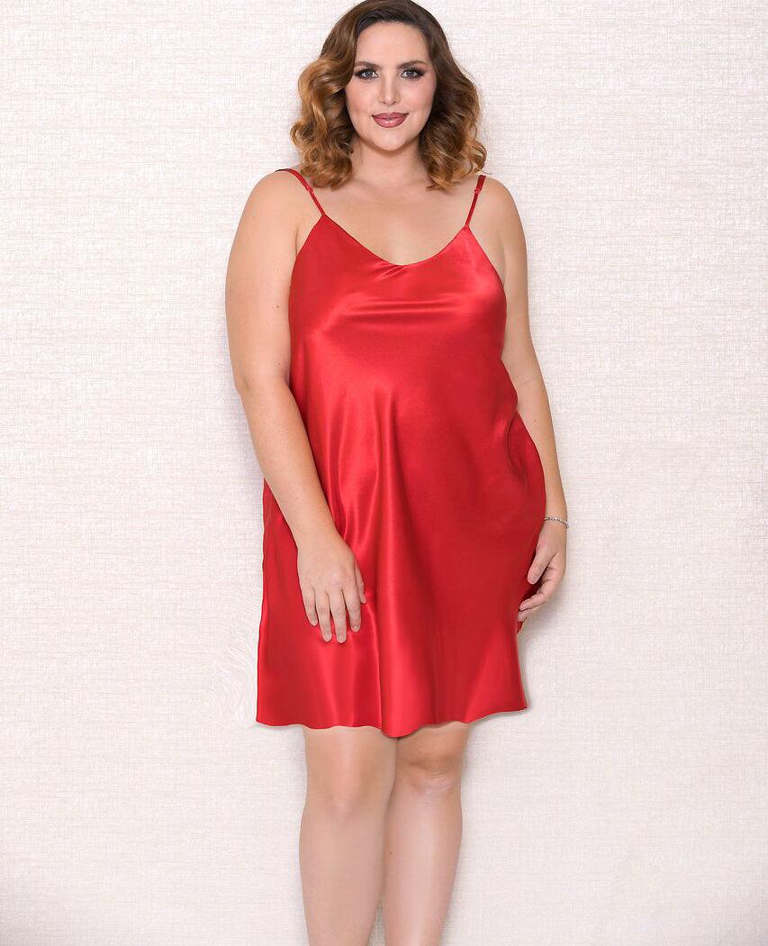 Red Satin 2pc Penoir Set Queen - panties.com
