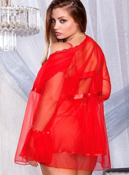 Christmas Chiffon Nightie & Robe 2pc Set Plus Size - panties.com