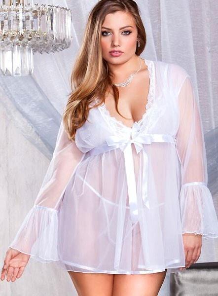 Christmas Chiffon Nightie & Robe 2pc Set Plus Size - panties.com