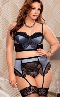 Silver Bells Panty,Bra & Garterbelt 3pc Set Plus Size - panties.com