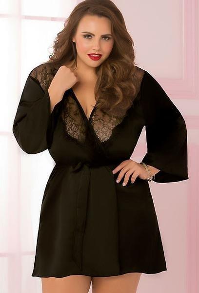 Dreaming Of You Lace & Satin Robe Plus Size - panties.com