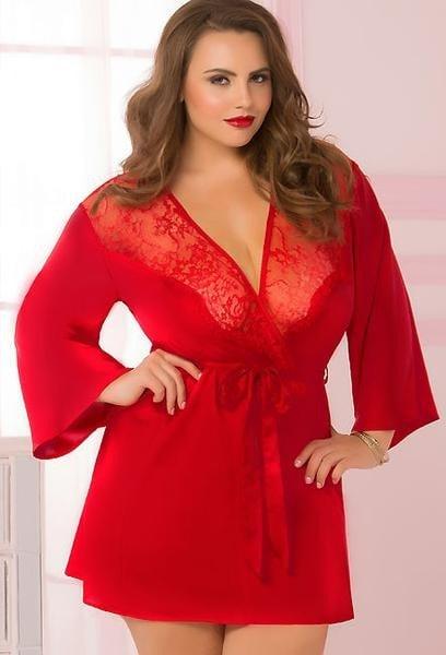 Dreaming Of You Lace & Satin Robe Plus Size - panties.com