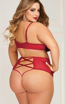 Red Velvet Bra & Panty Set Queen - panties.com