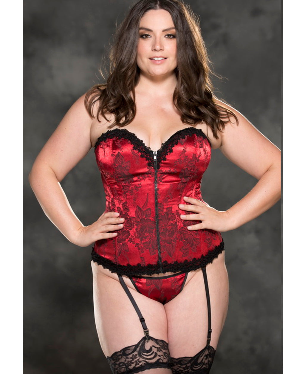Tapestry Zip Front Corset Queen